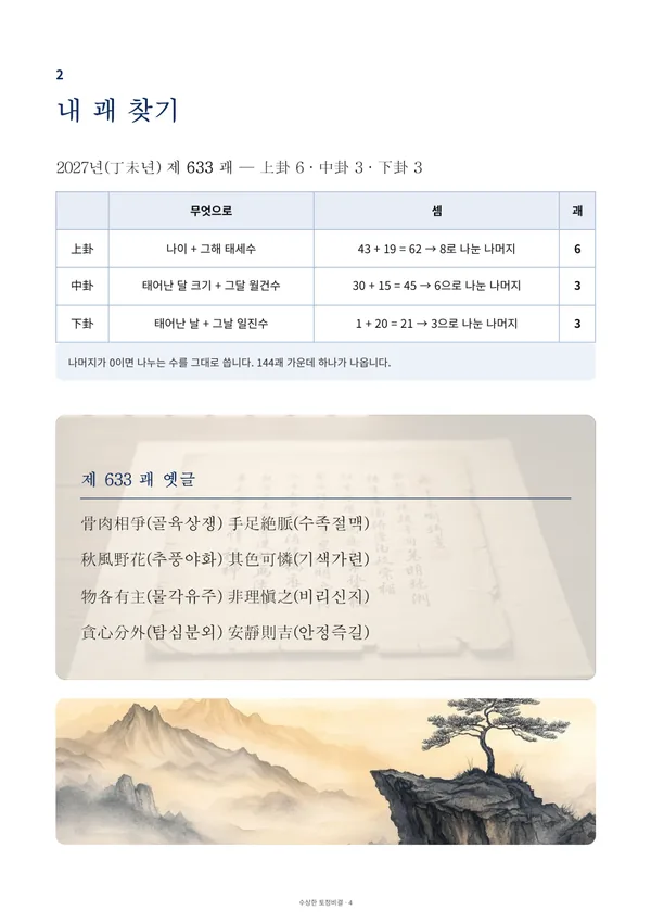 2027년 수상한 토정비결 풀이책 견본 4쪽